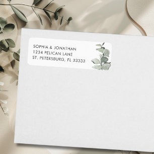 Elegant Eucalyptus Huwelijks Retouradres Etiket