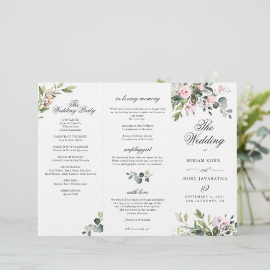 Elegant Eucalyptus Huwelijksceremonie Programma (Staand voorkant)