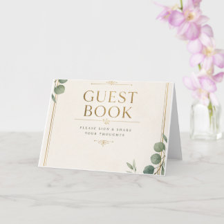 Elegant Eucalyptus Huwelijksgastenboek Kaart