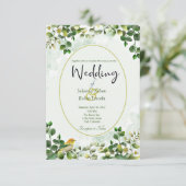 Elegant Eucalyptus in groene en gouden bruiloft Ui Kaart (Staand voorkant)