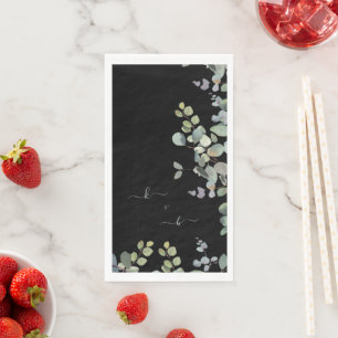 Elegant Eucalyptus Initialen Black Servet