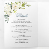 Elegant Eucalyptus Ivory White Roses Wedding Drieluik Uitnodiging (Binnenzijde eerst)