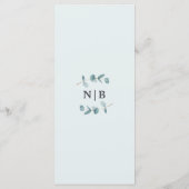 Elegant Eucalyptus & Kalligrafie Script Diner Menu (Achterkant)