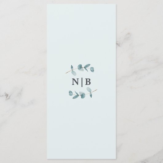 Elegant Eucalyptus & Kalligrafie Script Diner Menu (Achterkant)