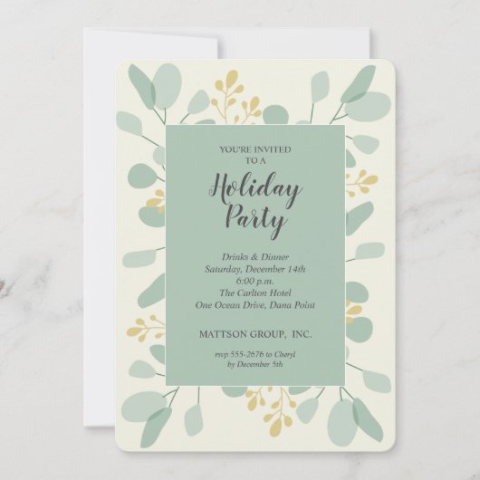 Elegant Eucalyptus Kerstfeestdag Uitnodigingen (Voorkant)