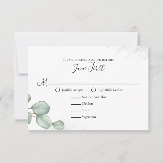 Elegant Eucalyptus laat een eenvoudige keuze aan m RSVP Kaartje (Voorkant)