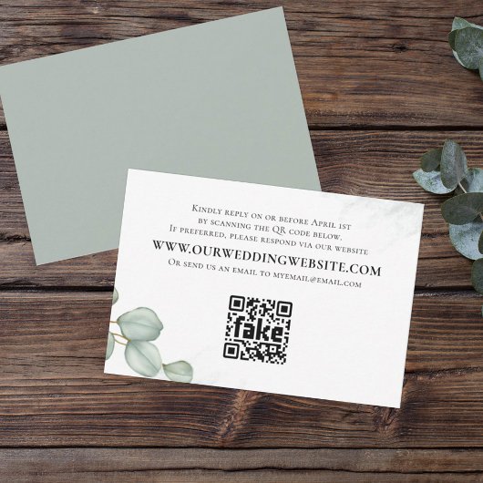 Elegant Eucalyptus laat een eenvoudige QR-code voo RSVP Kaartje