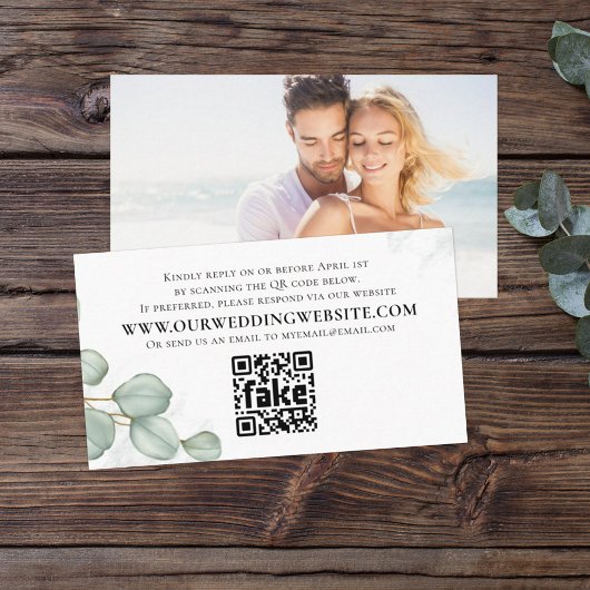 Elegant Eucalyptus laat eenvoudige foto-QR-code ac Visitekaartje