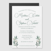 Elegant Eucalyptus laat groene moderne bruiloft ac Magnetische Uitnodiging (Voorkant / Achterkant)