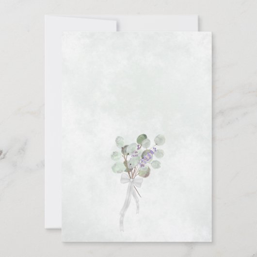 Elegant Eucalyptus & Lavender Sage Green Wedding Kaart (Achterkant)