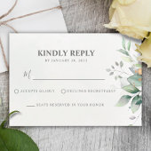 Elegant eucalyptus leaf chic greenery gold bruilof RSVP kaartje