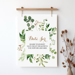 Elegant Eucalyptus Leaf Greenerf Date Jar Sign Poster