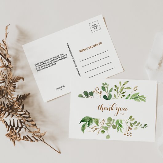 Elegant Eucalyptus Leaf Greenery Hartelijk dank Briefkaart