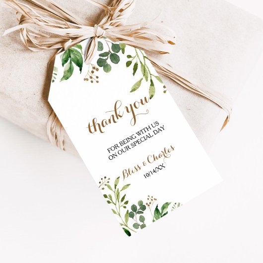 Elegant Eucalyptus Leaf Greenery Hartelijk dank Cadeaulabel
