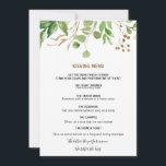 Elegant Eucalyptus Leaf Greenery Kissingmenu<br><div class="desc">Dit elegante eucalyptusbladgroene kissenmenu is perfect voor een tropische trouwreceptie. Het ontwerp bevat ambachtelijk met de hand geschilderde,  mooie eucalyptusgroene bladeren die in geometrische vormen zijn gerangschikt,  die de natuurlijke schoonheid inspireren.</div>