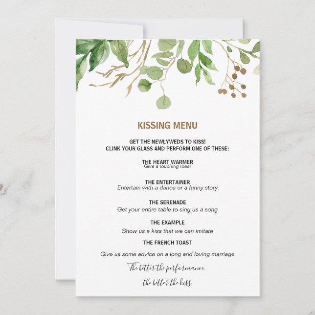 Elegant Eucalyptus Leaf Greenery Kissingmenu (Voorkant)