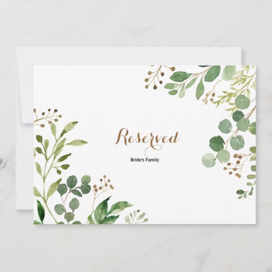 Elegant Eucalyptus Leaf Greenery Reserved Sign (Voorkant)
