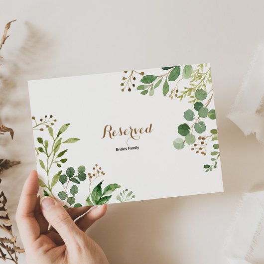 Elegant Eucalyptus Leaf Greenery Reserved Sign