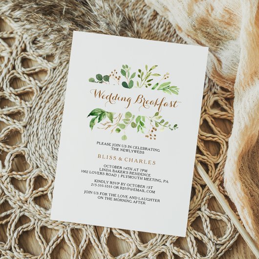 Elegant Eucalyptus Leaf Greenery Wedding Breakfast Kaart
