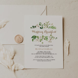 Elegant Eucalyptus Leaf Greenery Wedding Breakfast Kaart