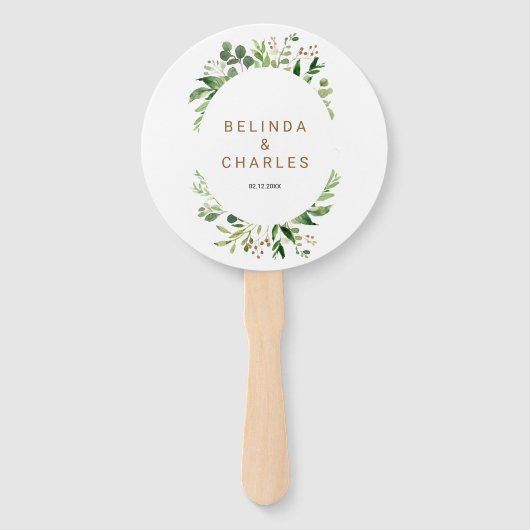 Elegant Eucalyptus Leaf Greenery Wedding Handwaaier (Voorkant)
