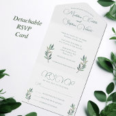 Elegant Eucalyptus Leaf Modern Fall Wedding & RSVP All In One Uitnodiging