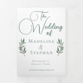Elegant Eucalyptus Leaf Modern Photo Fall Wedding Drieluik Uitnodiging (Cover)