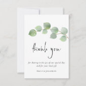 Elegant Eucalyptus Leaf Script Foto Dank u Bedankkaart (Voorkant)