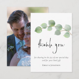 Elegant Eucalyptus Leaf Script Foto Dank u Bedankkaart
