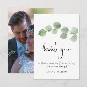 Elegant Eucalyptus Leaf Script Foto Dank u Bedankkaart