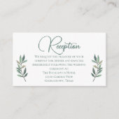 Elegant Eucalyptus Leaf Wedding Reception Details Informatiekaartje (Voorkant)