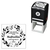 Elegant Eucalyptus Leaf WreatReturn Address Zelfinktende Stempel (In situ)