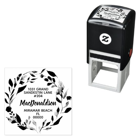 Elegant Eucalyptus Leaf WreatReturn Address Zelfinktende Stempel (In situ)