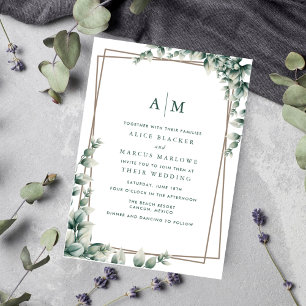 Elegant Eucalyptus Leaves Botanical Wedding Kaart