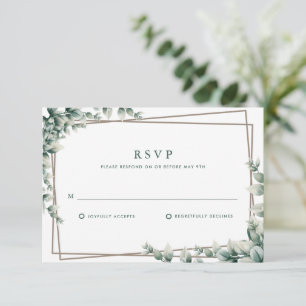 Elegant Eucalyptus Leaves Botanical Wedding RSVP Kaartje