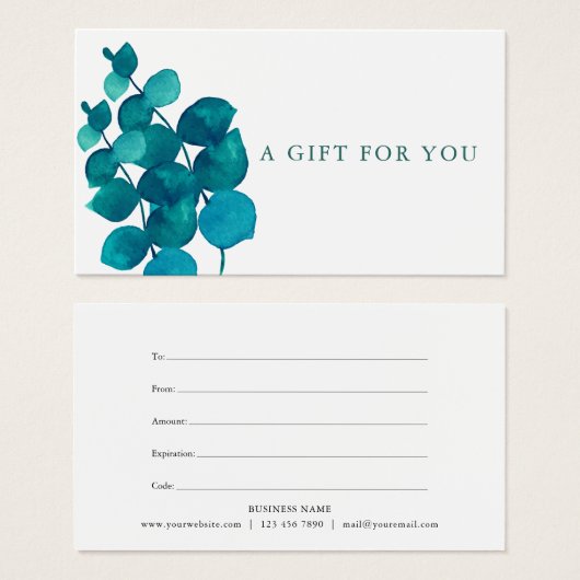 Elegant Eucalyptus Leaves Cadeaubon Visitekaartje (Voorkant /achterkant)