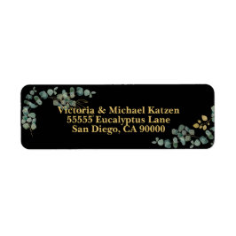 Elegant Eucalyptus Leaves Faux Gold Etiket