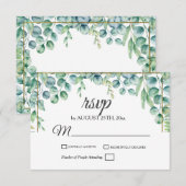 Elegant Eucalyptus Leaves Greenery Floral Wedding RSVP Kaartje (Voorkant / Achterkant)