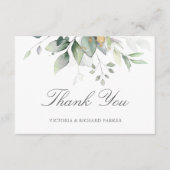 Elegant Eucalyptus Leaves Greenery Gold Wedding Bedankkaart (Voorkant)