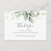 Elegant Eucalyptus Leaves Greenery Gold Wedding Bedankkaart (Voorkant)