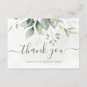 Elegant Eucalyptus Leaves Greenery Gold Wedding Bedankkaart (Voorkant)
