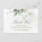 Elegant Eucalyptus Leaves Greenery Gold Wedding Bedankkaart (Voorkant)