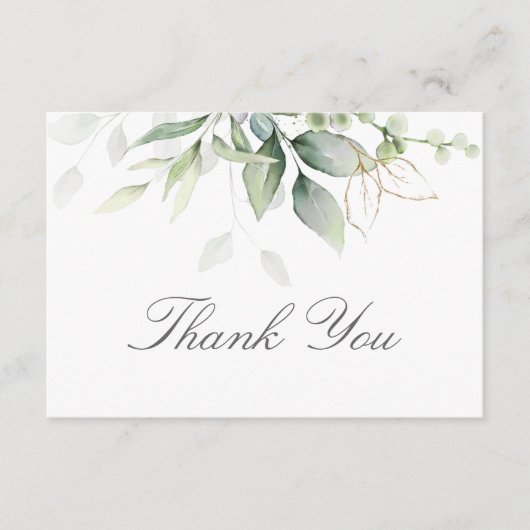 Elegant Eucalyptus Leaves Greenery Gold Wedding Bedankkaart (Voorkant)