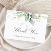Elegant Eucalyptus Leaves Greenery Gold Wedding Bedankkaart