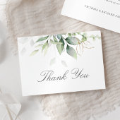 Elegant Eucalyptus Leaves Greenery Gold Wedding Bedankkaart