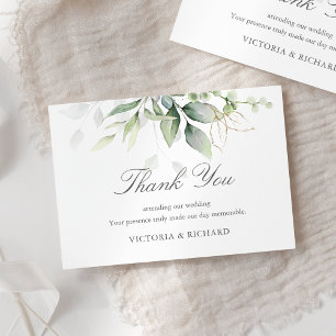 Elegant Eucalyptus Leaves Greenery Gold Wedding Bedankkaart