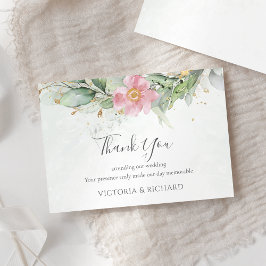 Elegant Eucalyptus Leaves Greenery Gold Wedding Bedankkaart