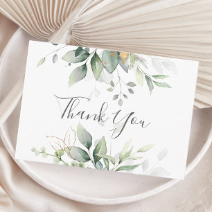 Elegant Eucalyptus Leaves Greenery Gold Wedding Bedankkaart