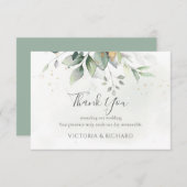 Elegant Eucalyptus Leaves Greenery Gold Wedding Bedankkaart (Voorkant / Achterkant)