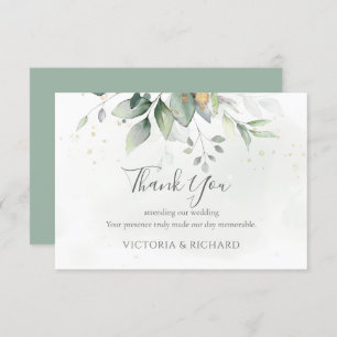 Elegant Eucalyptus Leaves Greenery Gold Wedding Bedankkaart